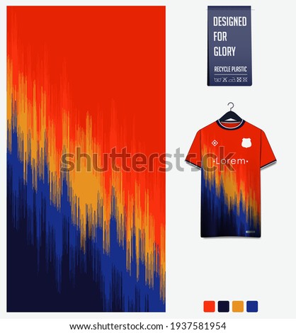 Soccer jersey pattern design. Abstract pattern on orange background for soccer kit, football kit, bicycle, e-sport, basketball, t-shirt mockup template. Fabric pattern. Sport background. Vector 