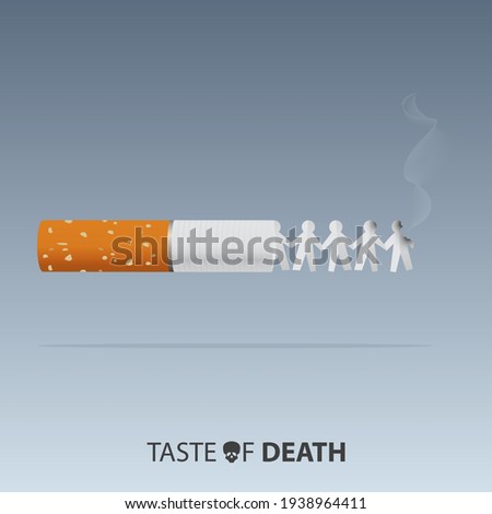May 31st World No Tobacco Day banner design. Cigarettes are burning paper dolls to convey the dangers of smoking. Stop smoking poster for disease warning. No smoking sign. Vector Illustration.