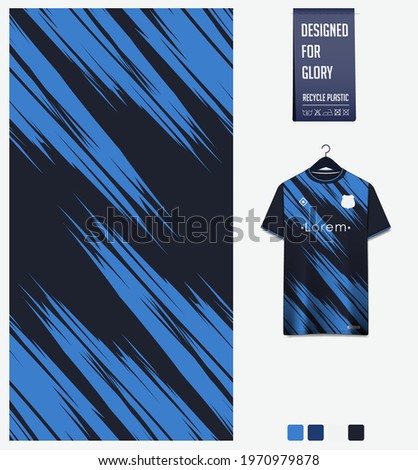 Soccer jersey pattern design. Abstract pattern on blue background for soccer kit, football kit, bicycle, e-sport, basketball, t-shirt mockup template. Fabric pattern. Sport background. Vector.