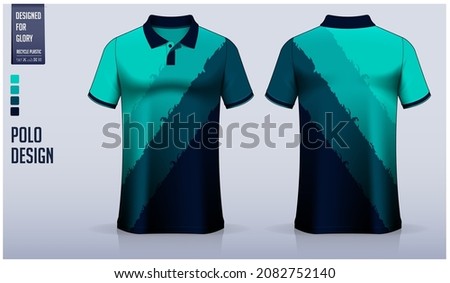 Polo shirt mockup template design for soccer jersey, football kit, golf, tennis, sportswear.Sport uniform in front view, back view. T-shirt mockup with fabric pattern. Shirt Mockup Vector Illustration