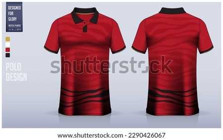 Polo shirt mockup template design for soccer jersey, football kit or sportswear. Sport uniform in front view and back view. T-shirt mockup for sport club. Fabric pattern. Vector Illustration.
