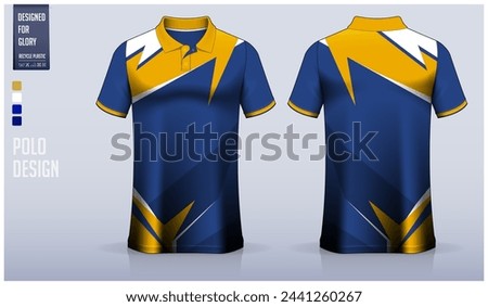 Polo shirt mockup template design for soccer jersey, football kit or sportswear. Sport uniform in front view and back view. T-shirt mockup for sport club. Fabric pattern. Vector Illustration.