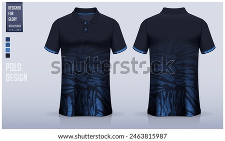 Polo shirt mockup template design for soccer jersey, football kit or sportswear. Sport uniform in front view and back view. T-shirt mockup for sport club. Fabric pattern. Vector Illustration.