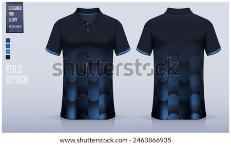 Polo shirt mockup template design for soccer jersey, football kit or sportswear. Sport uniform in front view and back view. T-shirt mockup for sport club. Fabric pattern. Vector Illustration.