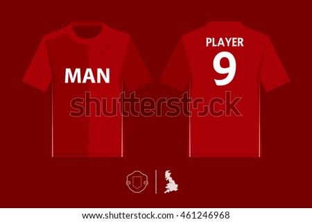 Set of soccer kit or football jersey template for football club. Football apparel mock up. Front and back view.  Vector Illustration