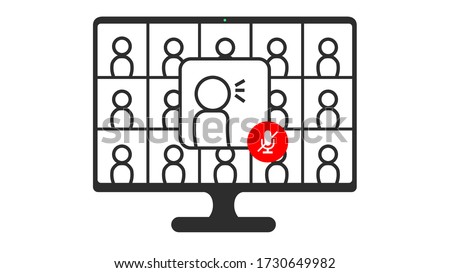 Online Virtual Meetings, Work from Home. Teleconference Meeting, Webinar Microphone Mute Vector Icon Illustration