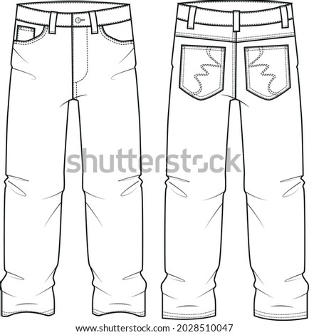 technical drawing denim jean trousers