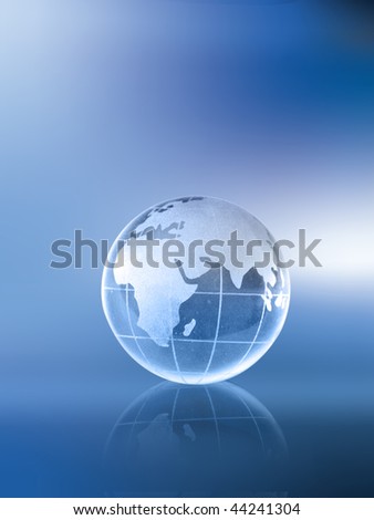 Globe showing Africa Asia and Europe, with clipping Path