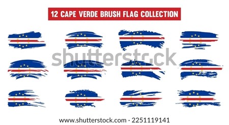 Artistic Cape Verde country brush flag collection. Set of grunge brush flags on a solid background