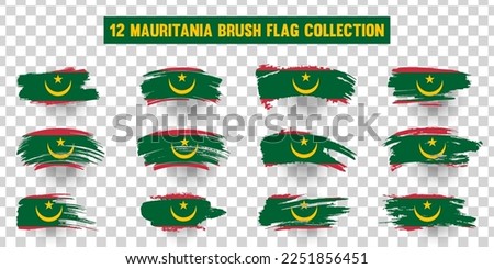 Artistic Mauritania country brush flag collection. Set of grunge brush flags on a solid background