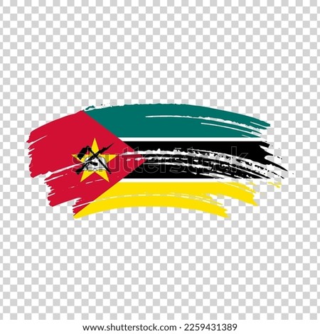 Mozambique flag with brush paint textured isolated on png or transparent background, Symbol of Azerbaijan, template for banner, promote, design.