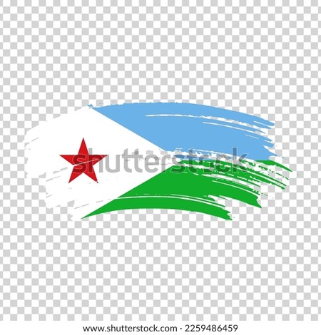 Djibouti flag with brush paint textured isolated on png or transparent background, Symbol of Azerbaijan, template for banner, promote, design.