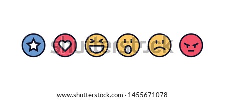 Emoji Reactions Line Design Vector