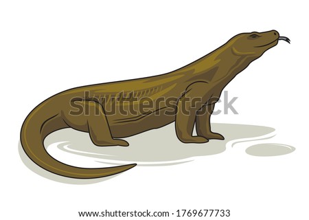 Komodo Dragon Cartoon Cute Animals Illustration