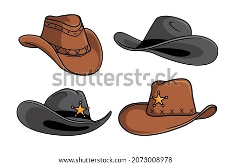 Cowboy Hat Set Collections Vector Illustrations