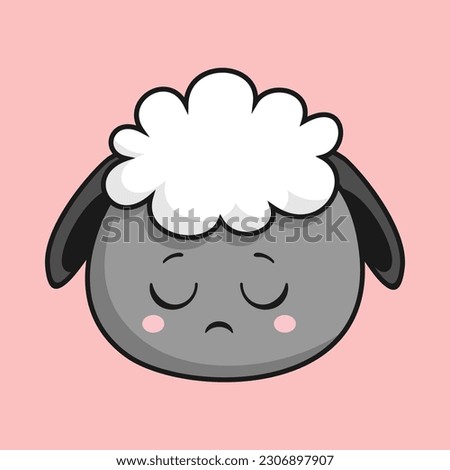 Sheep Weary Face Cartoon Head Sheep Sticker