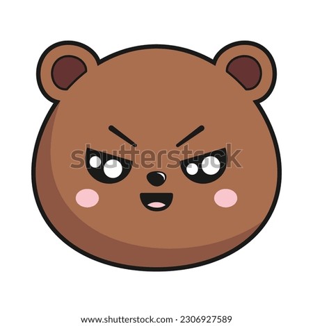 Bear Unamused Face Head Kawaii Sticker Isolated