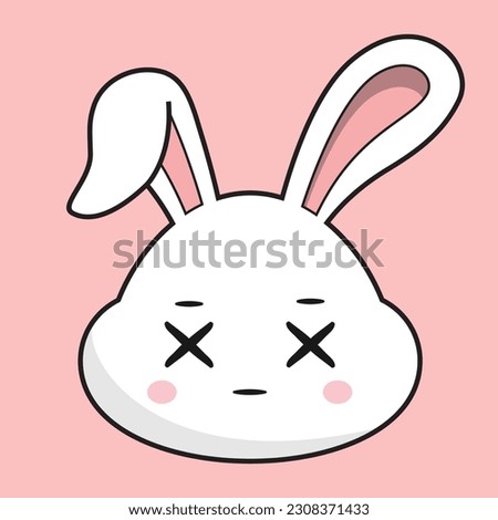 Rabbit Dizzy X Eye Face Bunny Head Kawaii Sticker