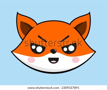 Fox Unamused Face Head Kawaii Sticker