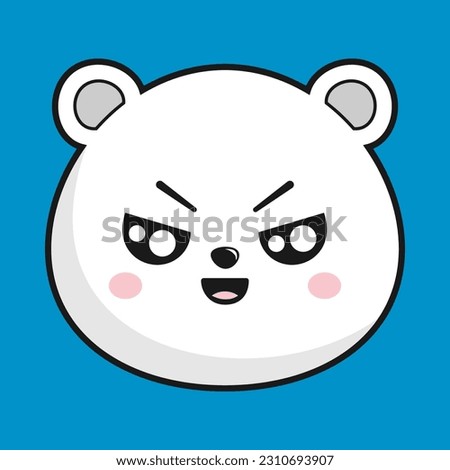 Polar Bear Unamused Face Head Kawaii Sticker Isolated