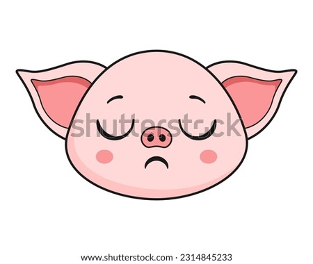 Pig Weary Face Head Kawaii Sticker