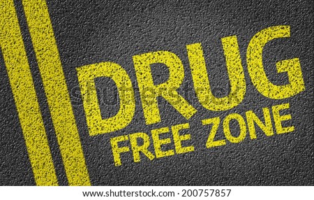 Drug Free Zone written on the road