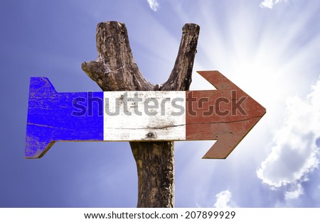France wooden sign on a beautiful day