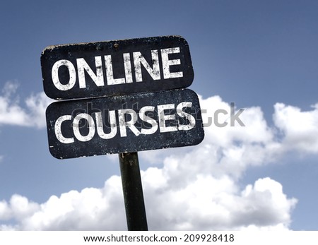 Online Courses sign with clouds and sky