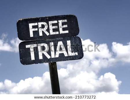 Free Trial sign with clouds and sky background