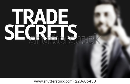 Business man with the text Trade Secrets in a concept image