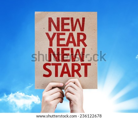 New Year New Start card with summer day background