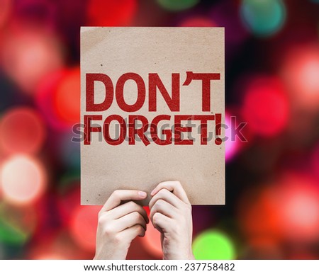 Don\'t Forget! card with colorful background with defocused lights