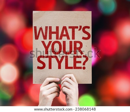 What\'s Your Style? card with colorful background with defocused lights