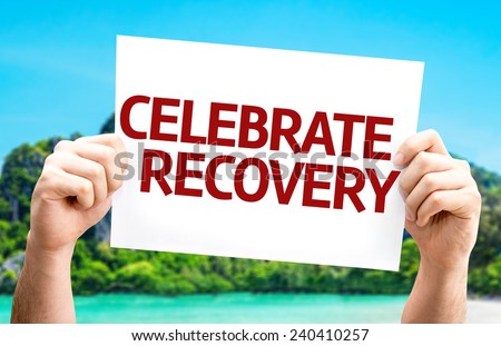 Celebrate Recovery card with a beach on background