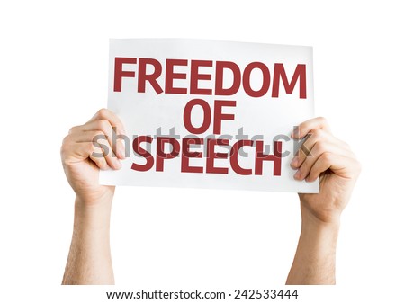 Freedom of Speech card isolated on white background
