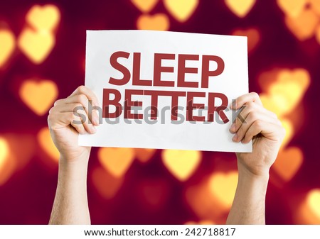 Sleep Better card with heart bokeh background