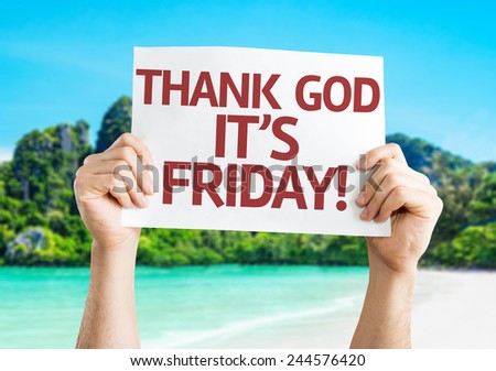 Thank God It\'s Friday card with a beach background