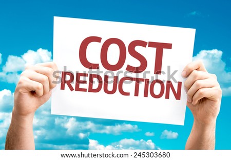 Cost Reduction card with sky background