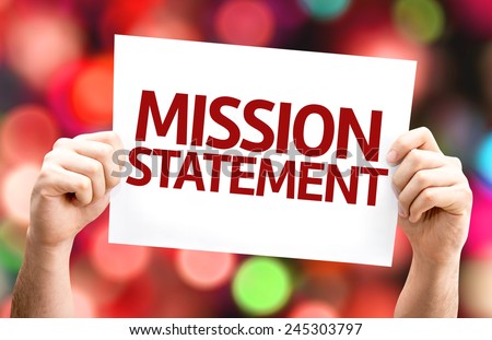 Mission Statement card with colorful background with defocused lights