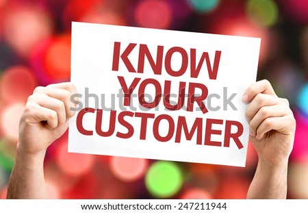 Know Your Customer card with colorful background with defocused lights