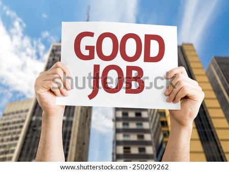 Good Job card with urban background