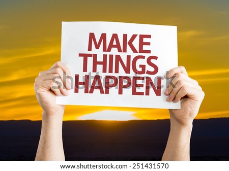 Make Things Happen card with sunset background