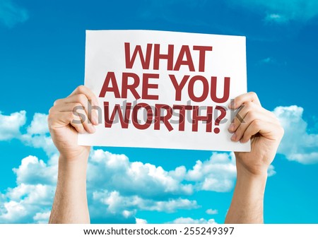 What Are You Worth? card with sky background