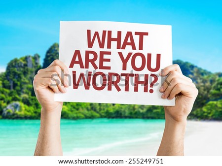 What Are You Worth? card with beach background