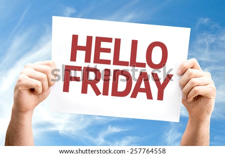 Hello Friday card with sky background
