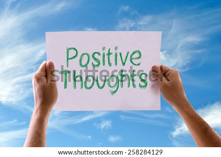 Positive Thoughts card with sky background