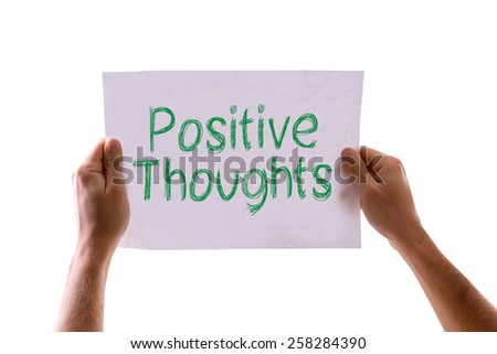 Positive Thoughts card isolated on white