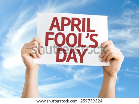 April Fool\'s Day card with sky background