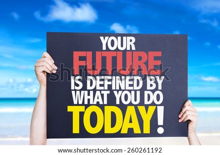 Your Future is Defined by What you Do Today card with beach background