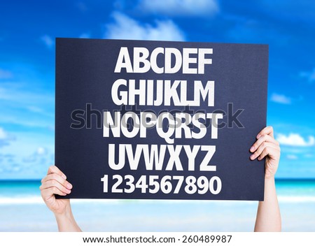 Alphabet card with beach background